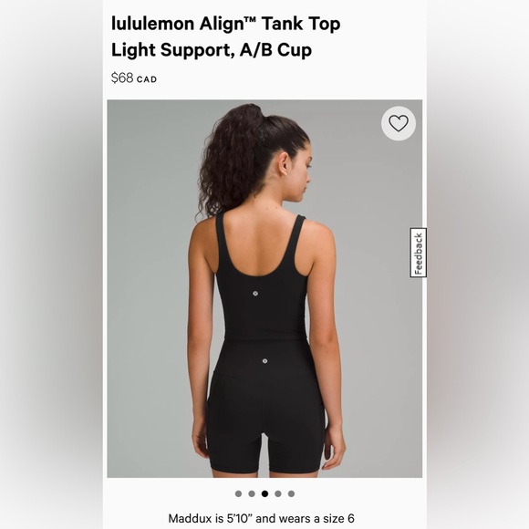lululemon Align™ Tank Top
Light Support, A/B Cup Black// NWOT//Never Worn - Picture 4 of 5